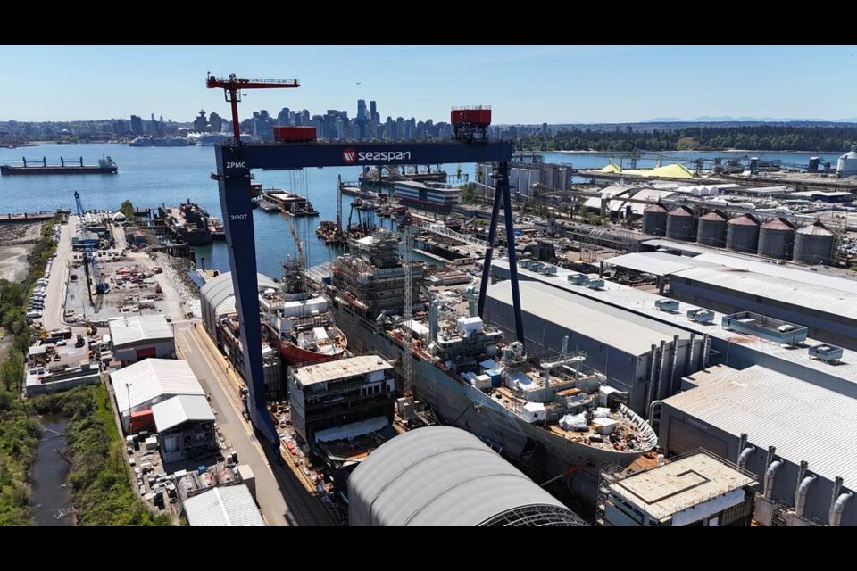 The first joint support ships under construction at North Vancouver's Seaspan Shipyards. / 