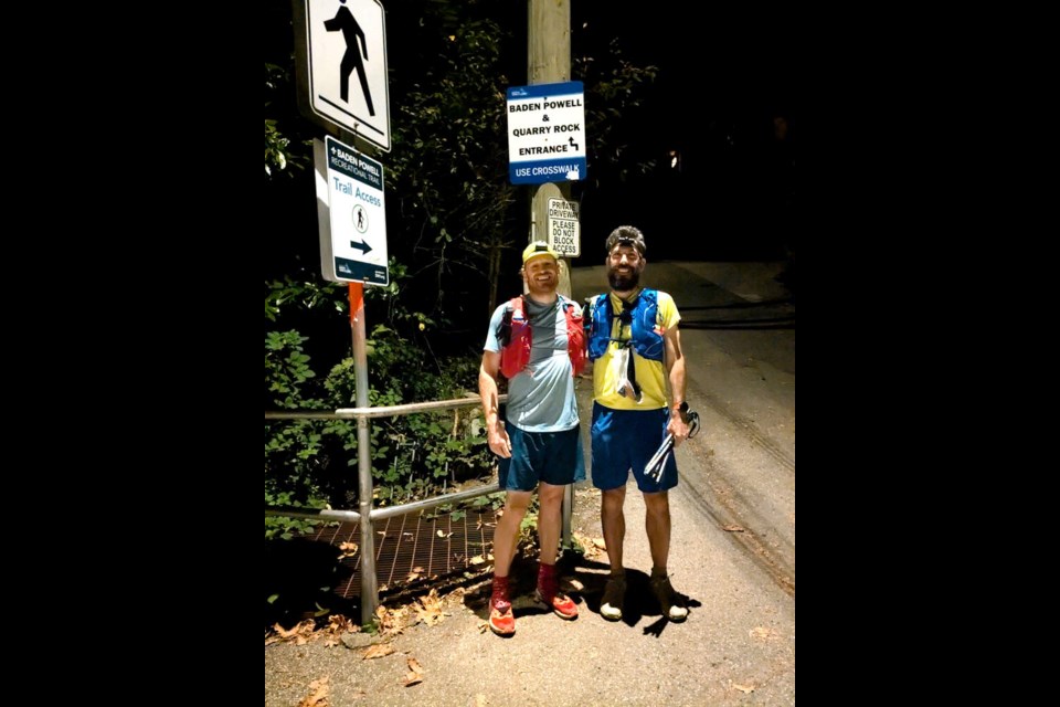 Alexander Mark Weber prepare to start the first leg of an 80-kilometre run from Deep Cove to Porteau Cove, Sept. 7, 2024. | Katherine Jones 