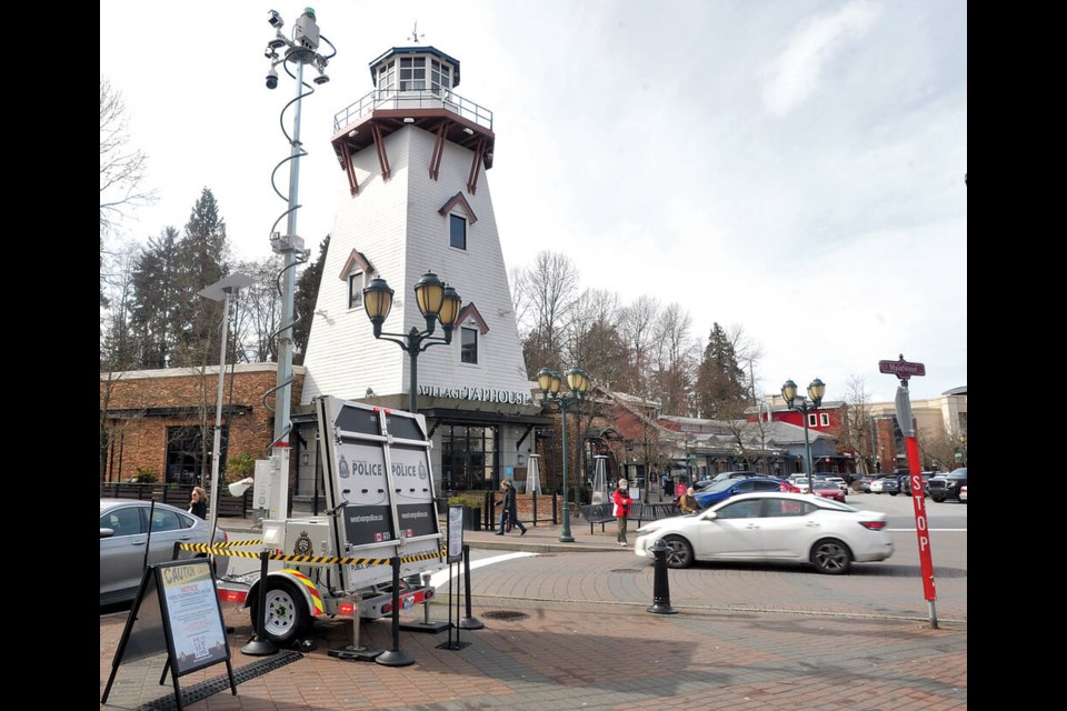 West Vancouver police deploy their ‘public safety trailer’ at Park Royal Village earlier in March. | Paul McGrath / North Shore News 
