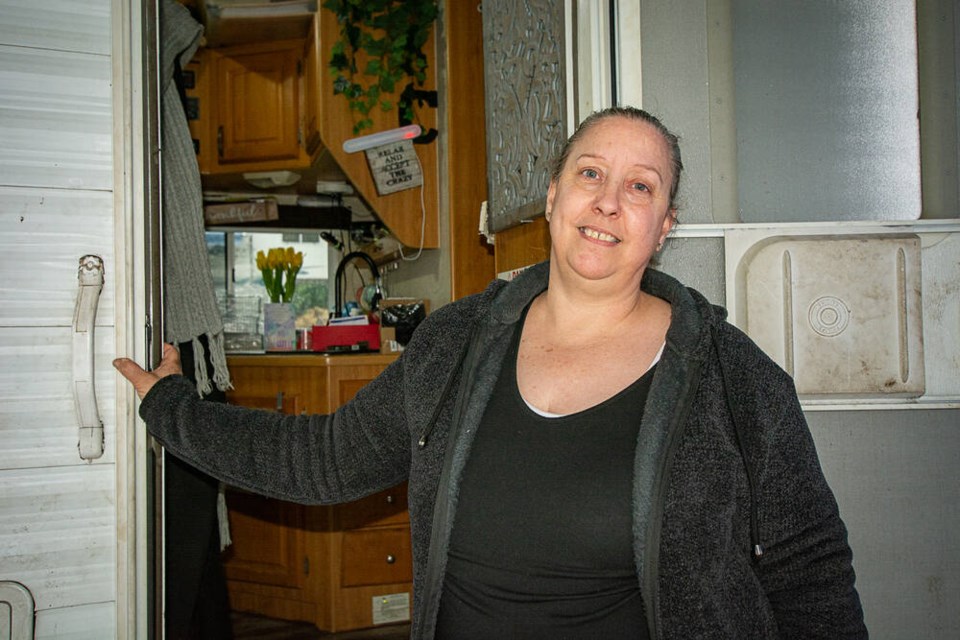 Carin Clarke says she’s lived on Bowser Island for around eight months, and that concerns about the encampment from some residents in the surrounding neighbourhood are untrue or overblown. | Nick Laba / North Shore News 