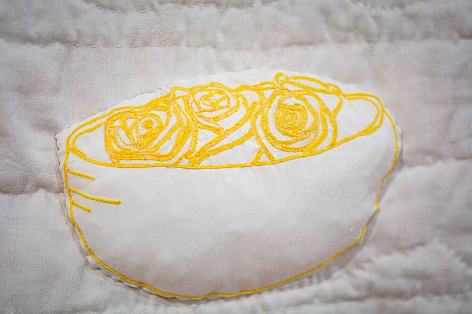 A symbol of a bowl of roses from Johnston’s ‘Inheritance Memory’ quilt. | Nick Laba / North Shore News 