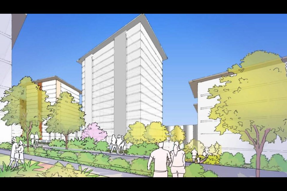 An artist’s drawing shows what the proposed The Trails project could look like. | Arcadis Architects / Wall Financial Corp. 