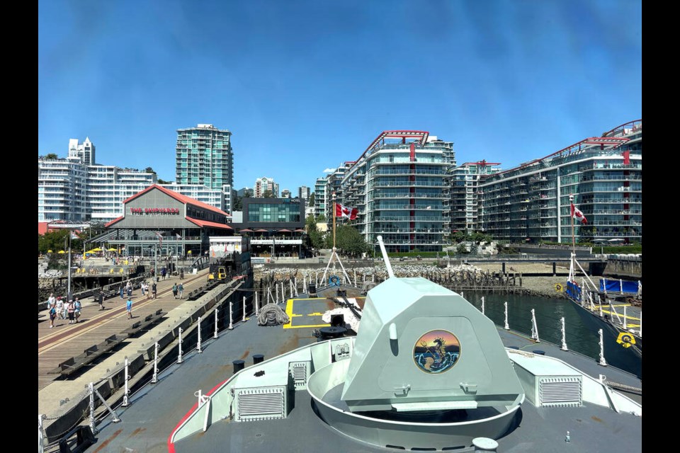 Packing heat: HMCS Regina is armed with a the Bofors 57-mm MK III Gun System near the bow. | Zain Alragheb / North Shore News 