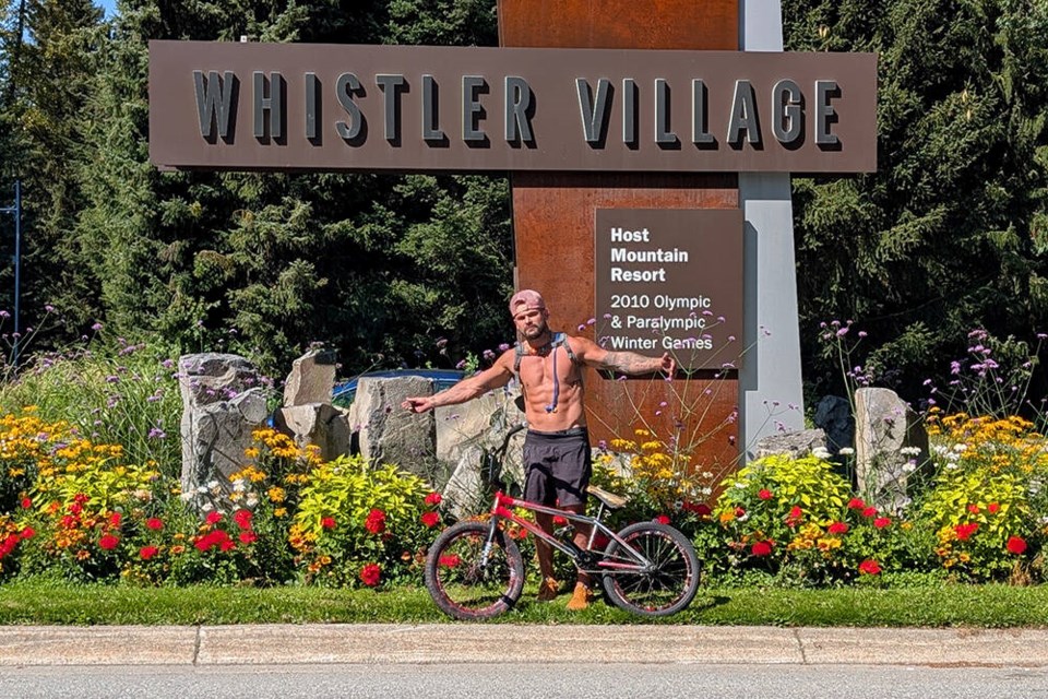 North Vancouver’s James Hummell finishes off a BMX ride from North Vancouver to Whistler in support of men’s mental health. | supplied by James Hummell 