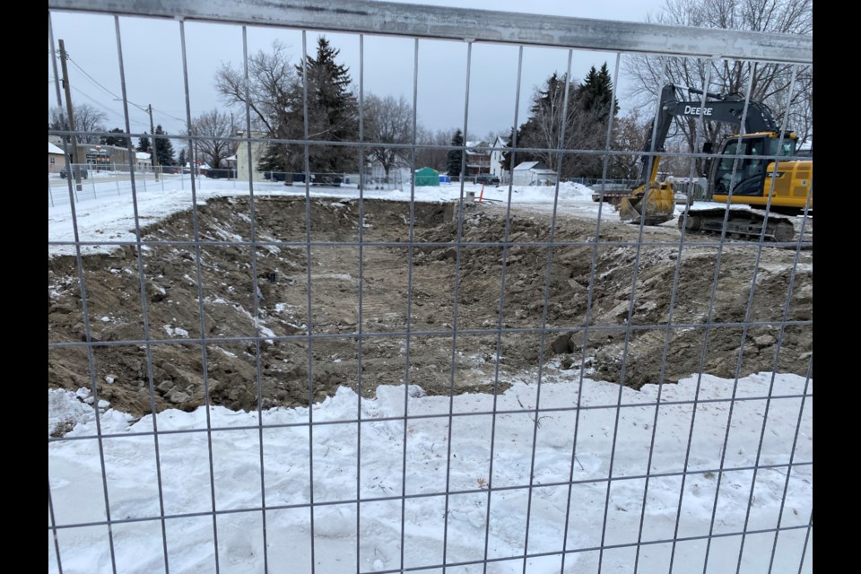 The demolition of a former church building at 99 Albert Street in Dryden was carried out this week for construction of the Community Living Dryden-Sioux Lookout office. (NWOnewswatch photo)