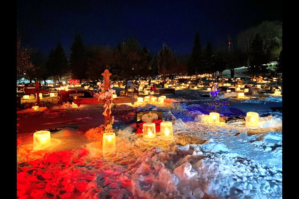 The 23rd Annual Ice Candle Festival of Lights is on display. (Photo by Shaun Clifford, Lake of the Woods Cemetery)
