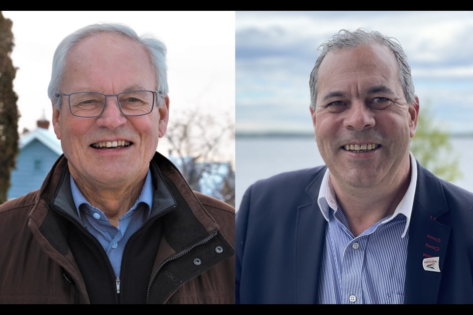 Sioux Lookout Mayor Doug Lawrance (left) and Kenora Mayor Andrew Poirier (right) (photos courtesy nwonewswatch.com/Ian Kaufman and Andrew Poirier)