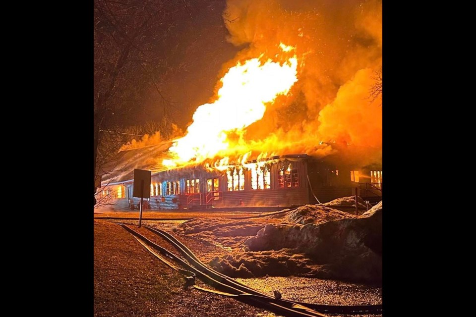 The dance hall at Laclu Landing was destroyed by fire on Friday, Apr. 14 (Laclu Landing Facebook)