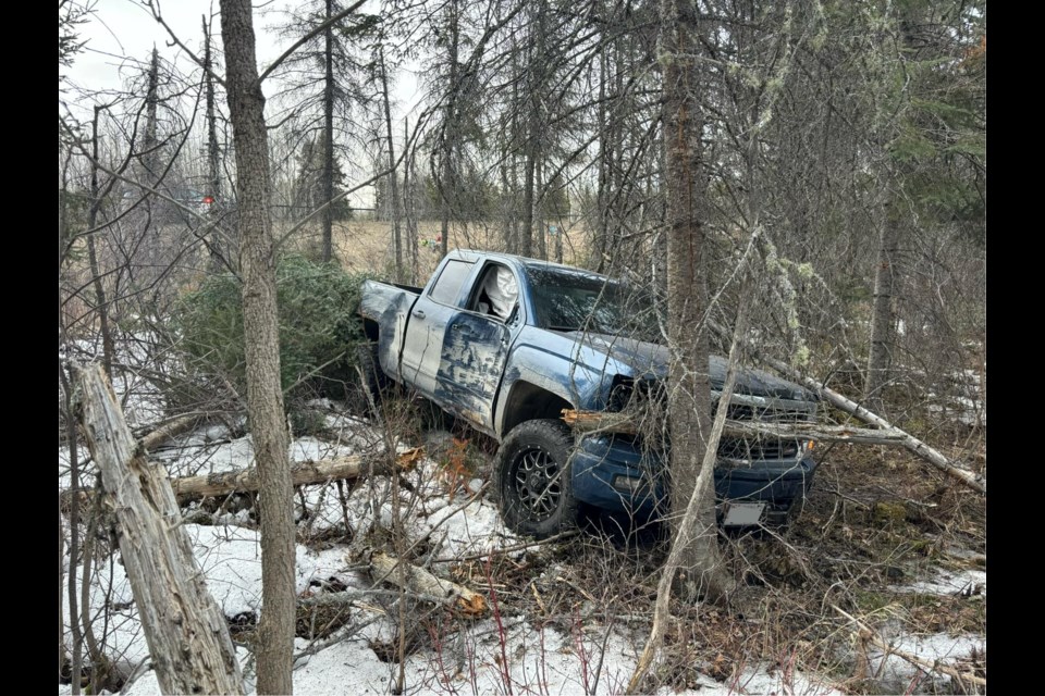 The driver lost control of the vehicle after swerving to avoid hitting moose. (OPP Northwest Region/Facebook)