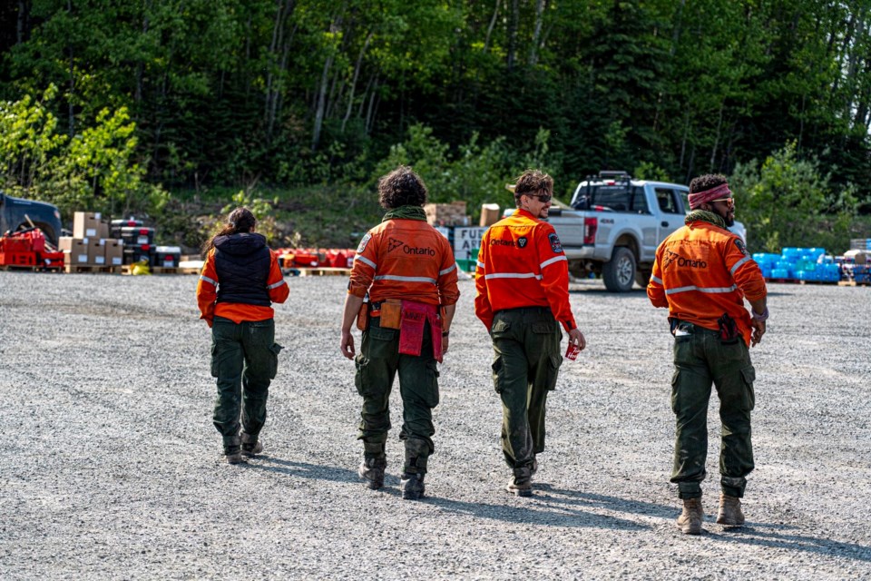 Ontario MNR wildland firefighters in Sandy Lake First Nation.