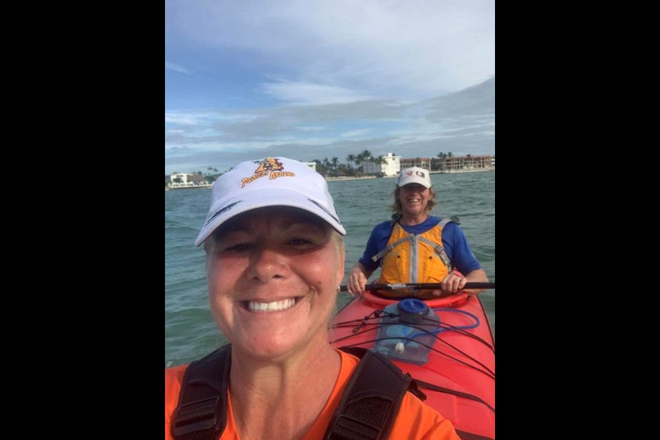 Kaleen Torbiak on the kayaking portion of the Project Athena Foundation biathlon in Florida (courtesy Kaleen Torbiak)