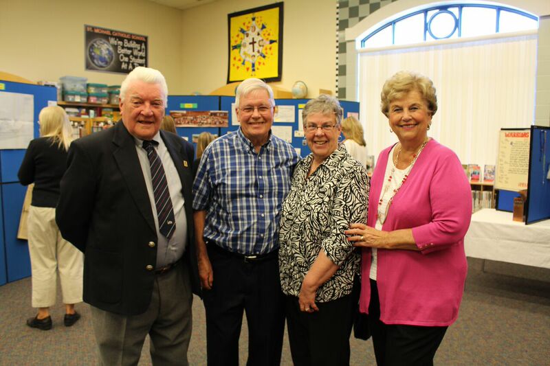 (Left to right): Mr. Hennelly, former Superintendent; Mr. Macinnis, former Principal; Mrs. Macinnis, wife of Mr. Macinnis; Mrs. Shalton, wife of former Principal. | HCDSB
