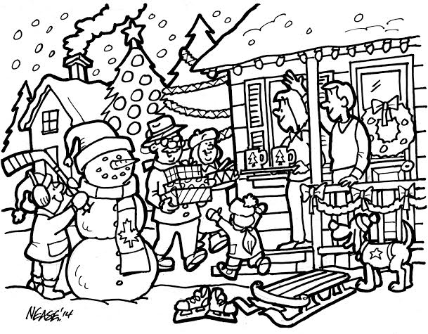 House decorated for christmas - B & W Line Drawing | Steve Nease