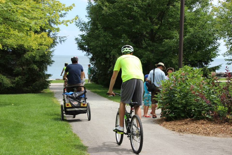 people biking and walking on a path | Cycle Oakville