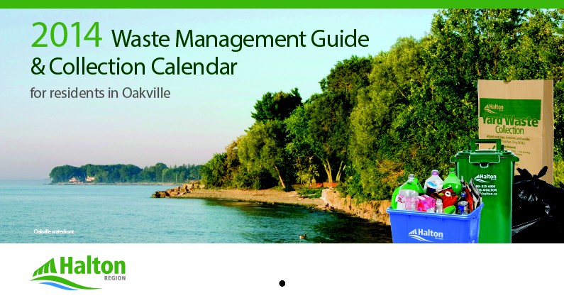 Oakville Waste Management  &  Collection Calendar, 2014, Oakville News