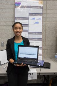 Hamilton |  Airielle Ainabe came in third place in the science fair for her project, ‘Tardigrade Mech: Using Boron Nitride Nanotubes for Space Radiation Protection’.