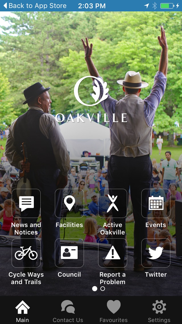 Screen Shot of Mobile App | Town of Oakville