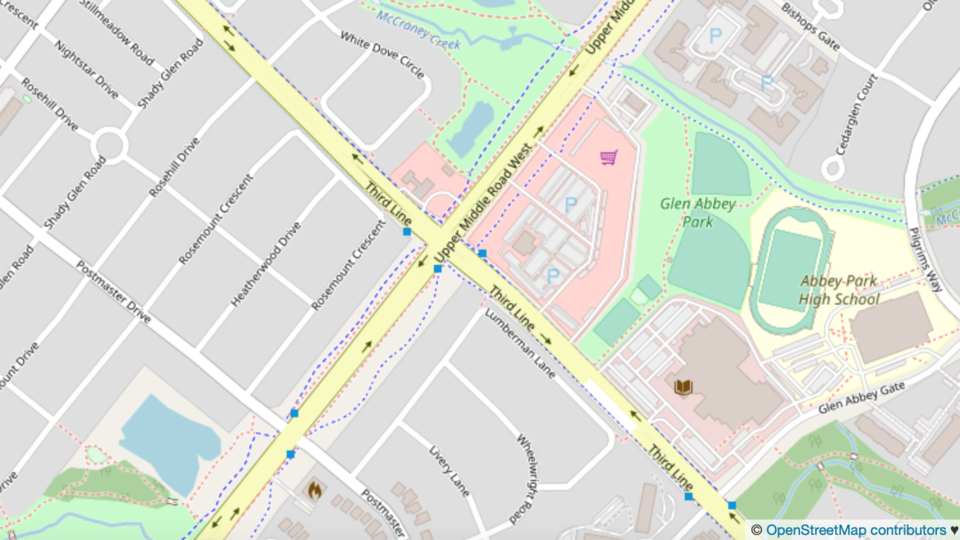 Map-3rd-third-line-upper-middle-road-oakville-openstreetmap
