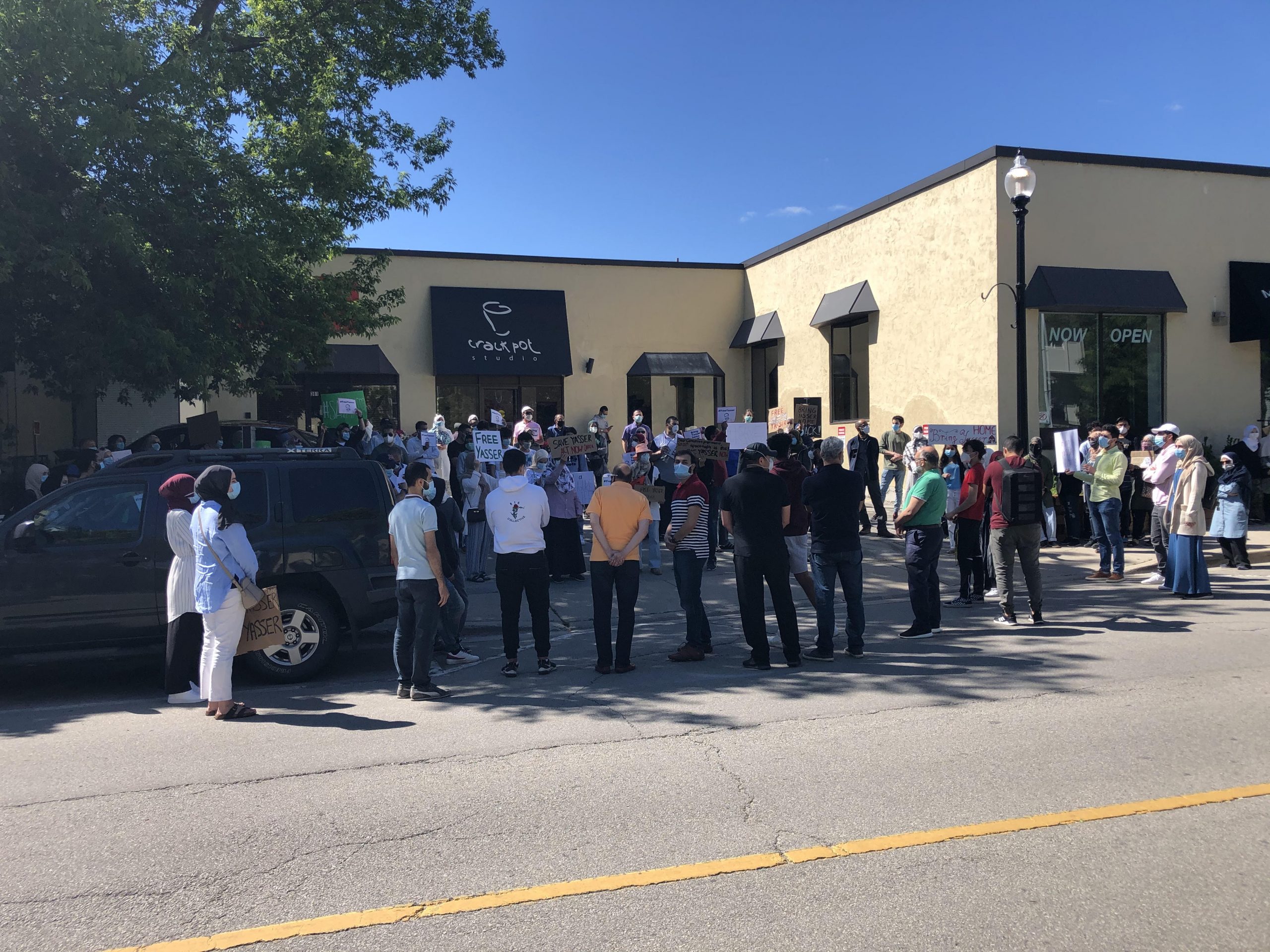 Protests on Friday outside the downtown office of Liberal MP Anita Anand. | Oakville News