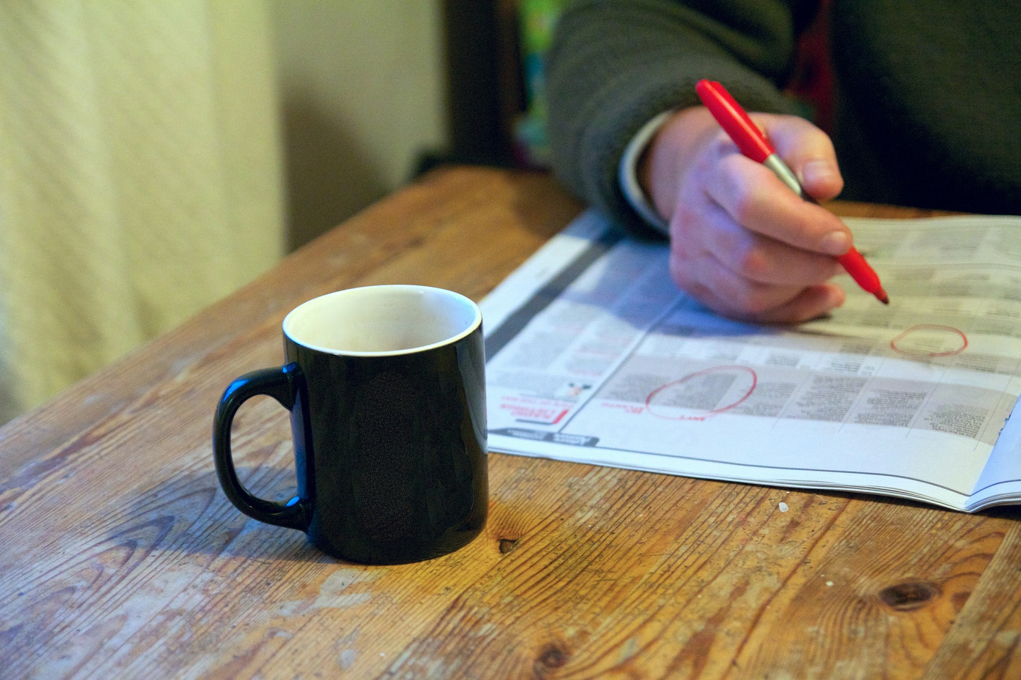 Job Search with Coffee, Newspaper  &  Red Pen | kate hiscock