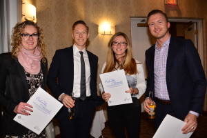 Business Professionals with Certificates |  The Mood for the OABE Reception for the Nominees of the Business Excellence Awards was exuberant. Top Oakville businesses were represented and had quality opportunities to get to know one another and to network. The community thrives on these relati...