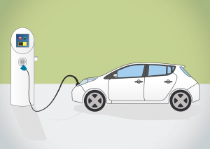 Illustration of electronic vehicle getting charged. |  According to a March 2019 poll by Abacus Data and Clean Energy Canada, most Canadians think a shift to electric vehicles will happen within 15 years or less. (Half of Canadians think it will happen in under 10 years.)