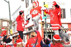 Cheerleaders |  Young cheerleaders at the Santa Claus Parade; Photo Credit: Janet Bedford