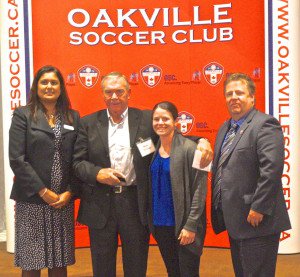 Centre Left: Brian Ratcliffe, Oakville Soccer Club's recipient of the President's Award