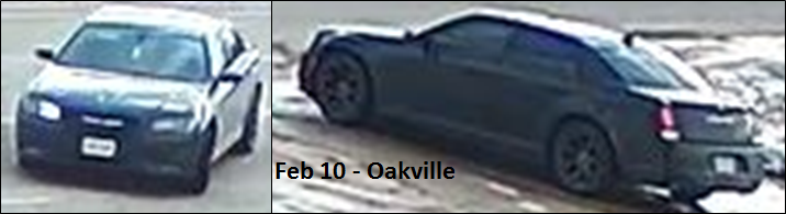 Stolen 300 Chrysler February 10 2020 Oakville | The 300 Chrysler was stolen on February 10, 2020 in Oakville, Ontario; Photo courtesy: HRPS | HRPS