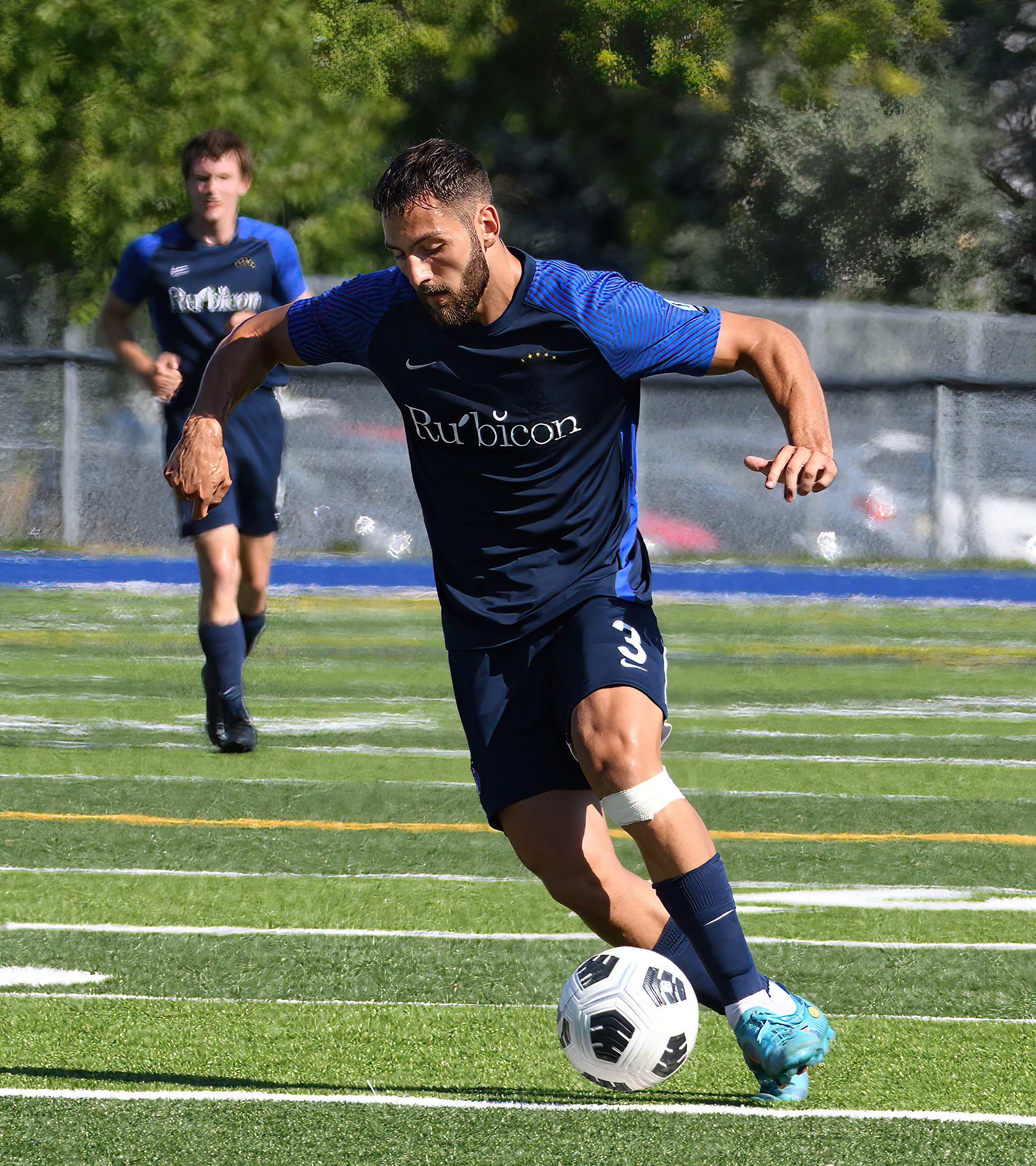 Luka Frankovich | Hulking over his opponents, Blue Devils Academy product Luka Frankovich has been phenomenal at left back all season long for the Blue Devils and will be looking to end on a high-note, before he heads back to Waterloo for the U-Sports season. | Bob Twidle
