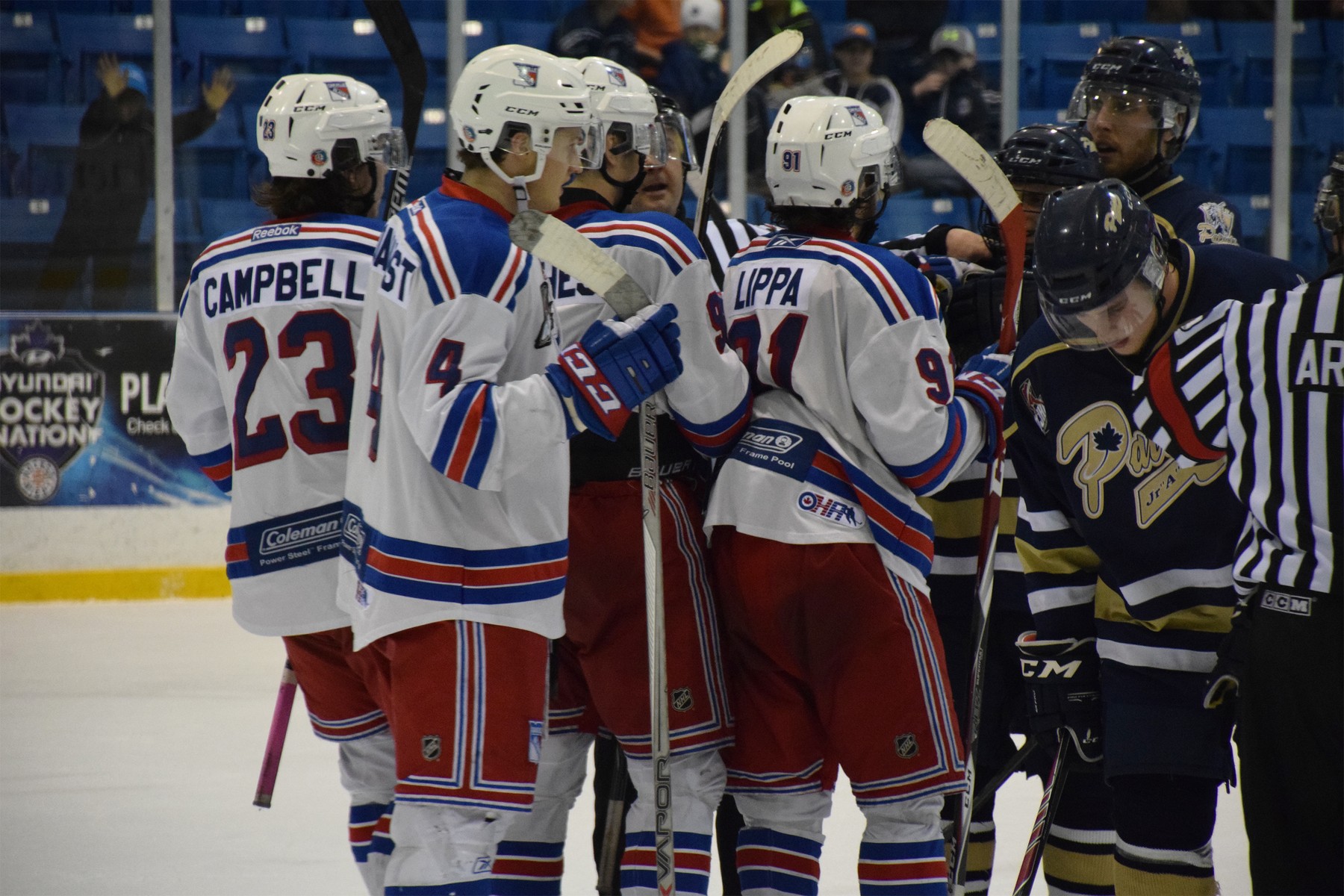 Oakville Blades congratulating themselves on the ice in 16 mile sports complex | Steve Ellis, The Hockey House
