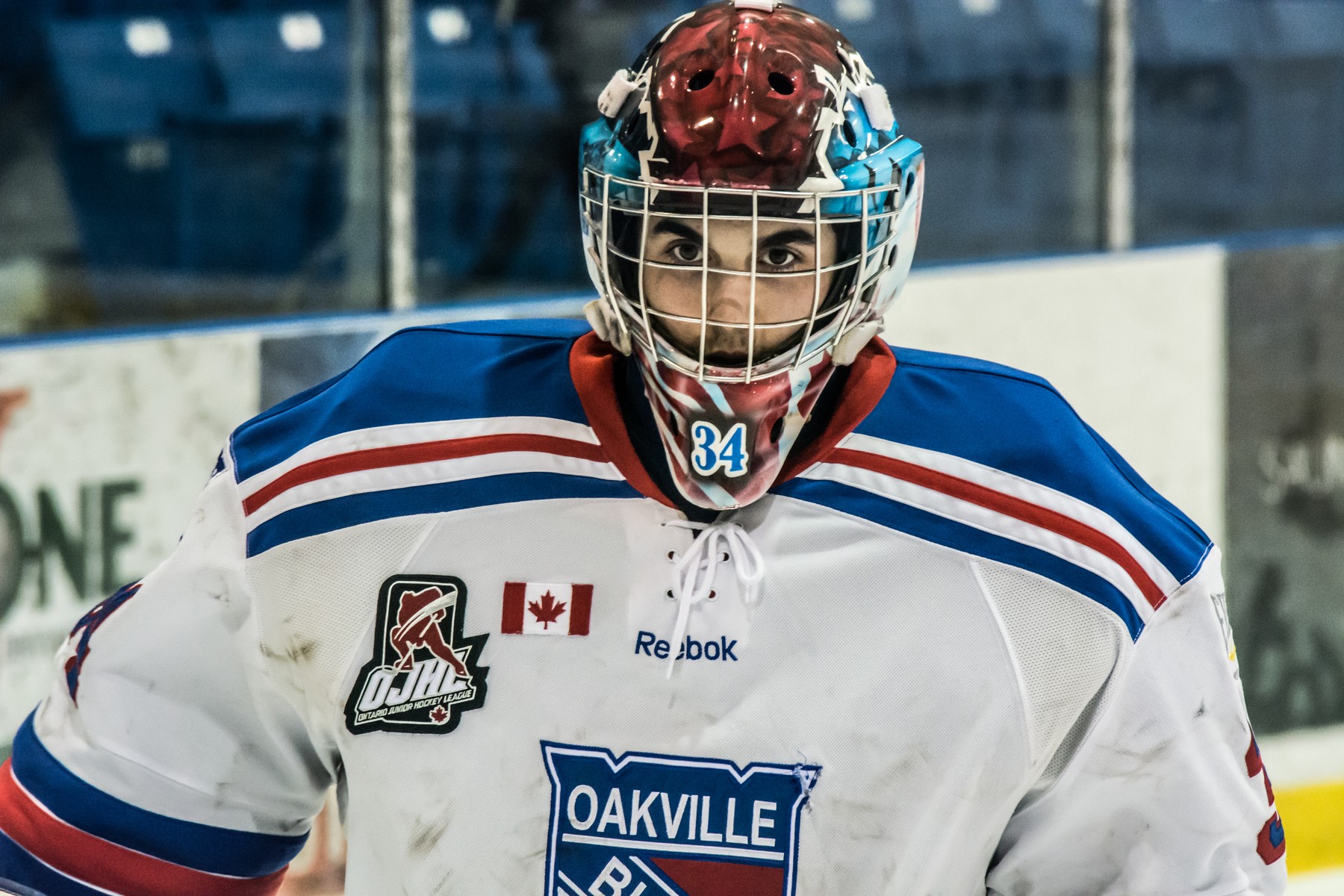 Hockey Goalie in Oakville Blades Uniform | Steven Ellis - Oakville Blades