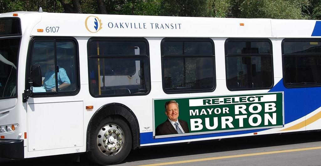 Oakville Mayor Election Signage on Oakville Transit | Rob Burton
