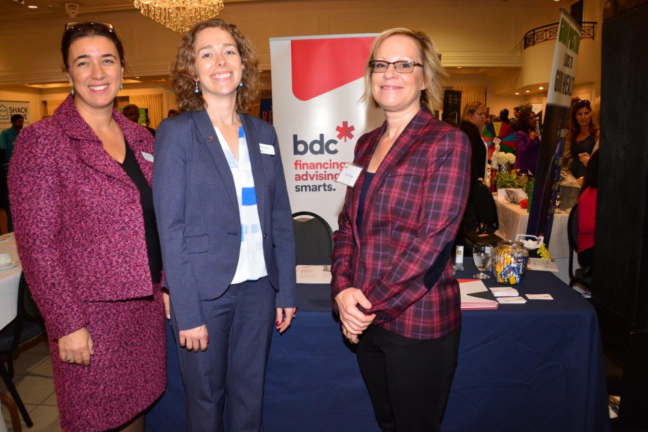 BDC Financing Advisors and SBW Hosts; Emil, Rebecca and Kim |  BDC Financing Advisors and SBW Hosts; Emil, Rebecca and Kim at the Chamber of Commerce/BDC Small Business Week; Business After Hours Trade Show for 2016; Photo Credit: Janet Bedford
