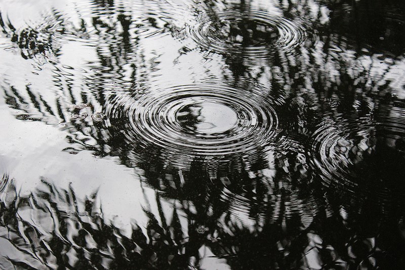 B & W Rain Drop effect on puddle