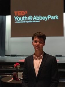 TEDxYouth |  Andrei Adam, organizing member grade 11 student at Abbey Park High School.Executive team of student organizers from Abbey Park High School. Photo Credit: Mashaal Effendi
