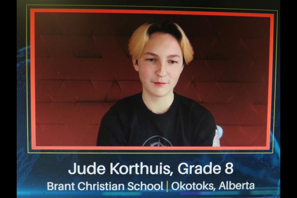 Grade 8 student Jude Korthuis from Brant Christian School near High River placed third in the Canadian Geographic Challenge's national finals.