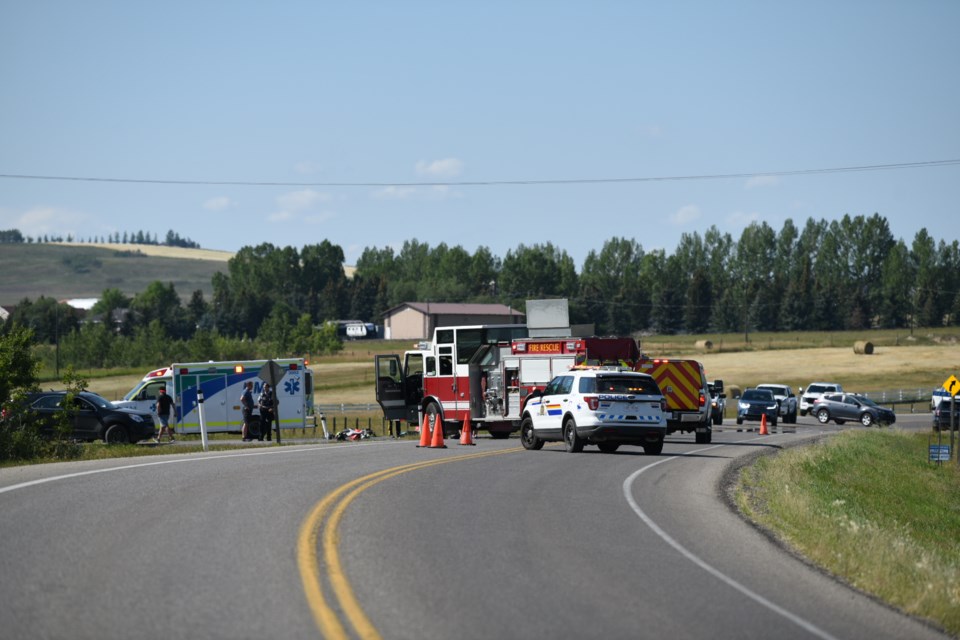 NEWS Crews on scene of an accident on Highway 549 at 354 Avenue west of Okotoks