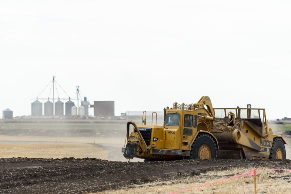 Groundwork taking place in preparation for a biodigester on land next to Rimrock Feeders in Foothills County on Aug. 27, 2022.