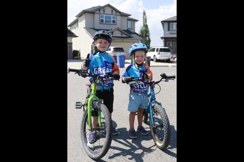 Kolten and Keegan Davis are riding for Kolton Byerley this August in the Great Cycle Challenge. (Peehu Rana/OkotoksTODAY)