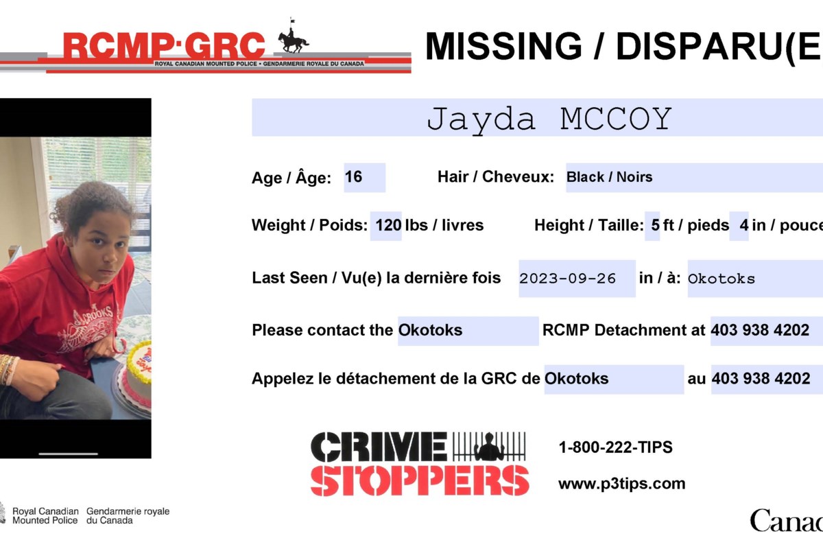Okotoks RCMP looking for missing teen