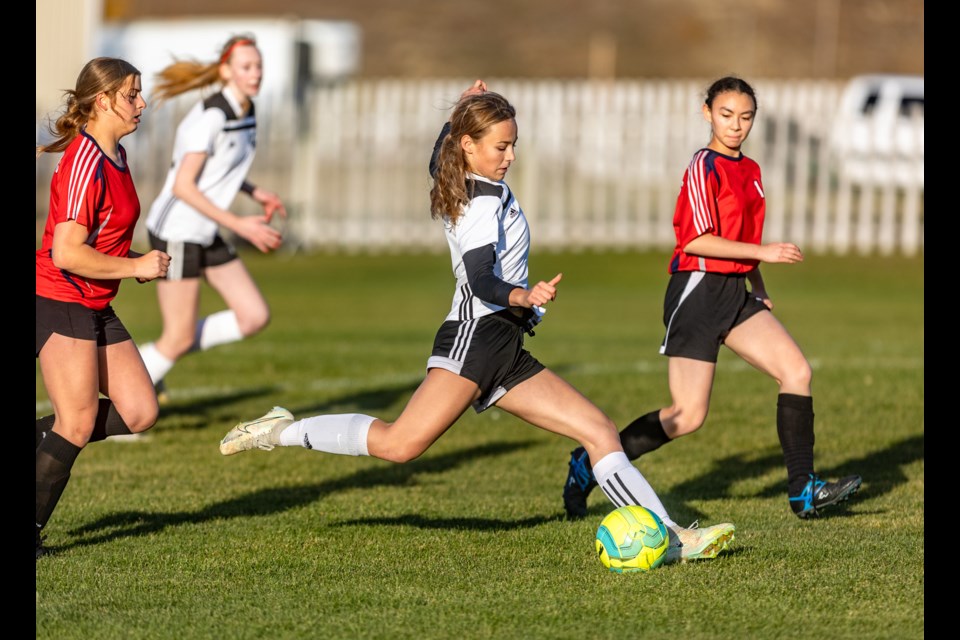 The HTA Knights girls take on Strathmore at Bill Robertson Park on Oct. 5.