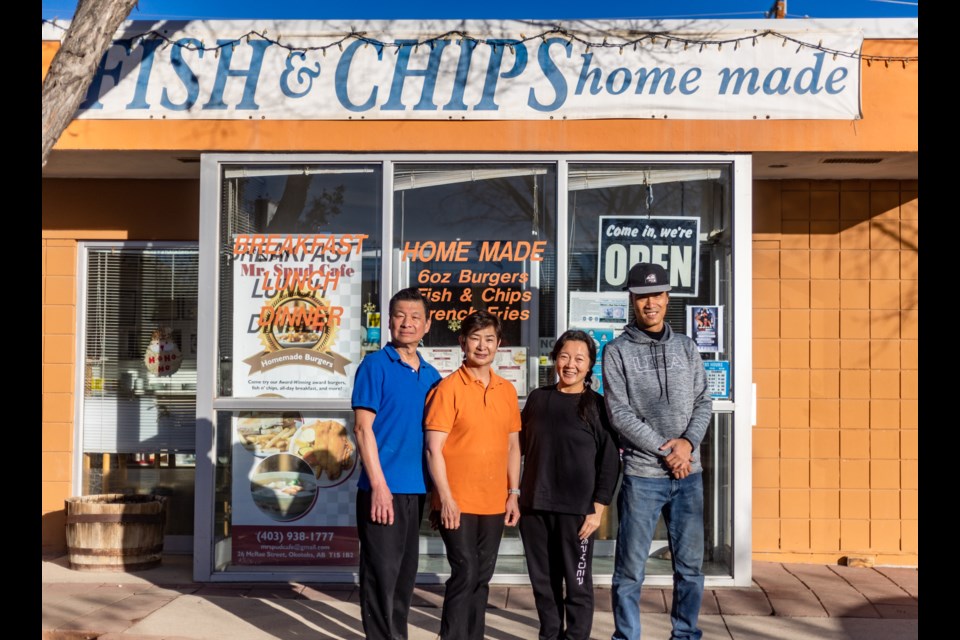 (From left) The New Mr. Spud Café's 19-year owners John Yu and Pauline Poon are retiring, handing over the reins to newcomers Kala and Kim Lee.