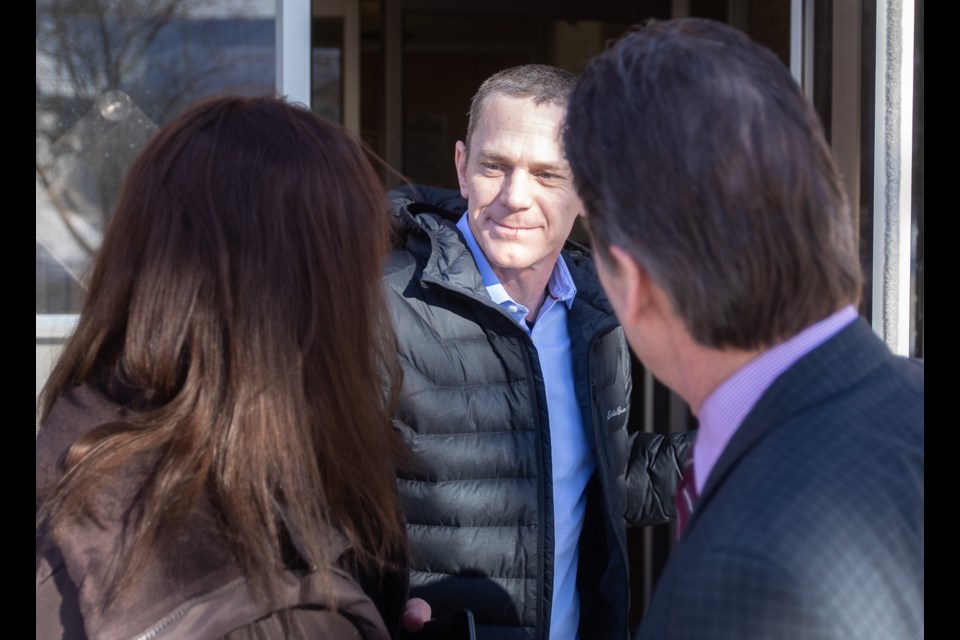 Ryan Watson leaves Okotoks Provincial Court on Feb. 28, 2019 after pleading guilty to mischief and failure to comply with a court order in relation to an incident on Feb. 24, 2018 where rural Foothills resident Edouard Maurice allegedly encountered the man and another woman prowling his property, discharged his .22 calibre firearm, hitting Watson with a ricochet. Four other charges of theft under $5,000, trespassing at night, possession of a controlled substance, and failure to comply with a court order were dropped. Watson was released on time served.