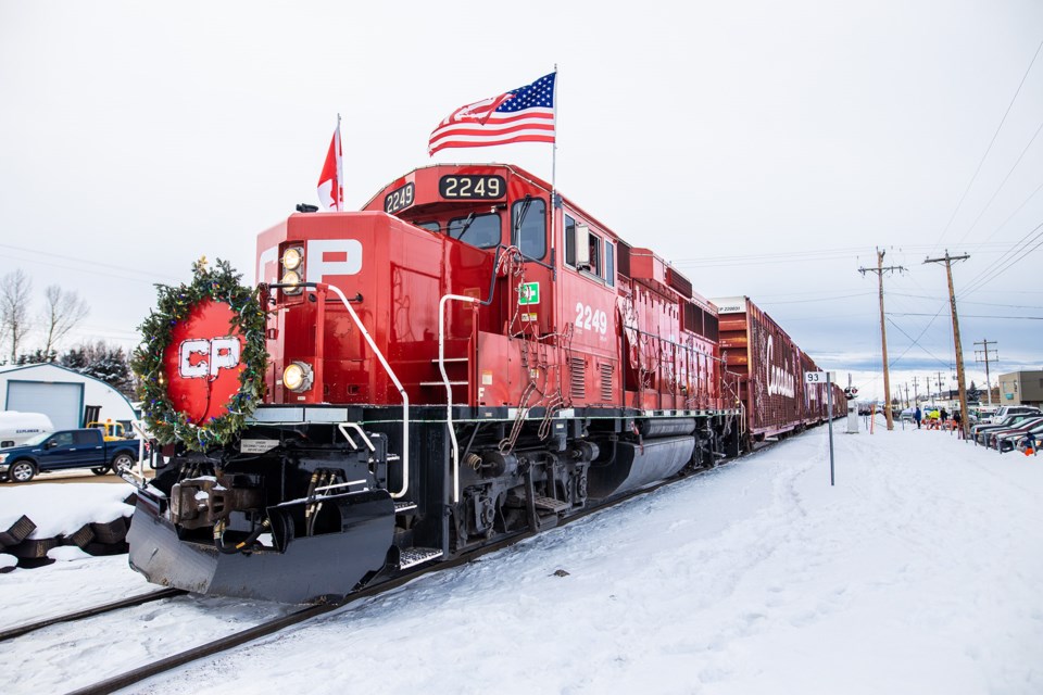 The CP Holiday Train rolls into Okotoks on Dec. 10. (BRENT CALVER/Western Wheel)