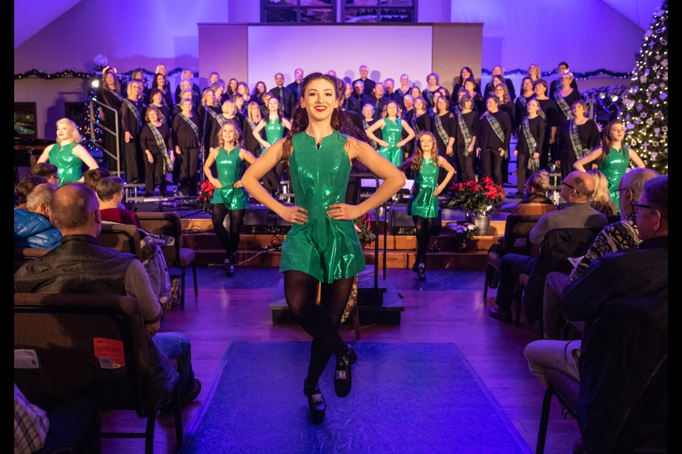 The Backbeat Irish Dancers perform backed up by the Big Rock Singers in  "Christmas Joy, a Celtic Celebration" at the Okotoks United Church on Dec. 6. (BRENT CALVER/Western Wheel)