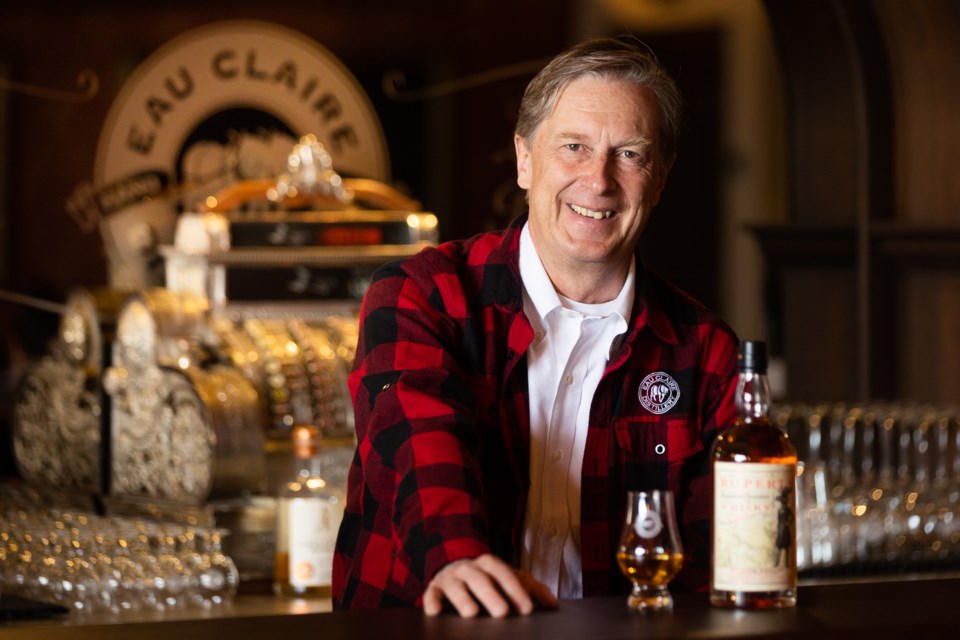 Eau Claire Distillery president David Farran on May 6 with Rupert's Exceptional Canadian Whisky. The newer offering produced by the distillery has been awarded gold for best Canadian whisky in the prestigious San Francisco World Spirits Competition.