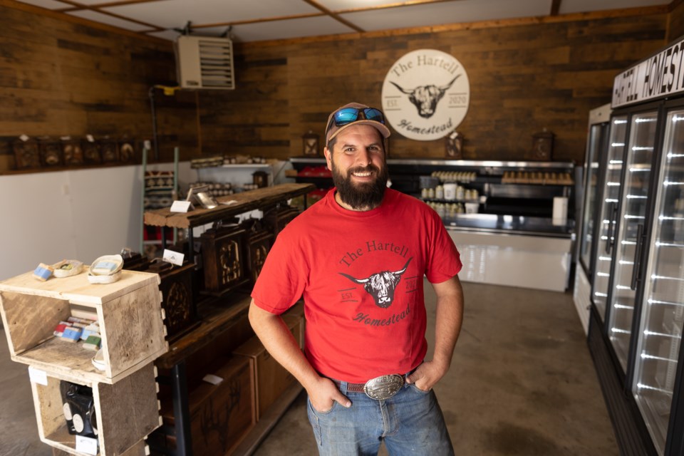 Nick Shipley in his shop at Hartell Homestead on May 6. Shipley will be opening up the agri-tourism business on May 15, including a farm and store.