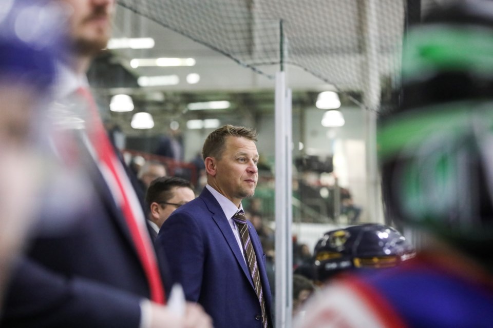 Okotoks Oilers head coach Tyler Deis was named the AJHL Coach of the Year for the 2019-20 season, his second time winning the award. 
(Brent Calver/Western Wheel)