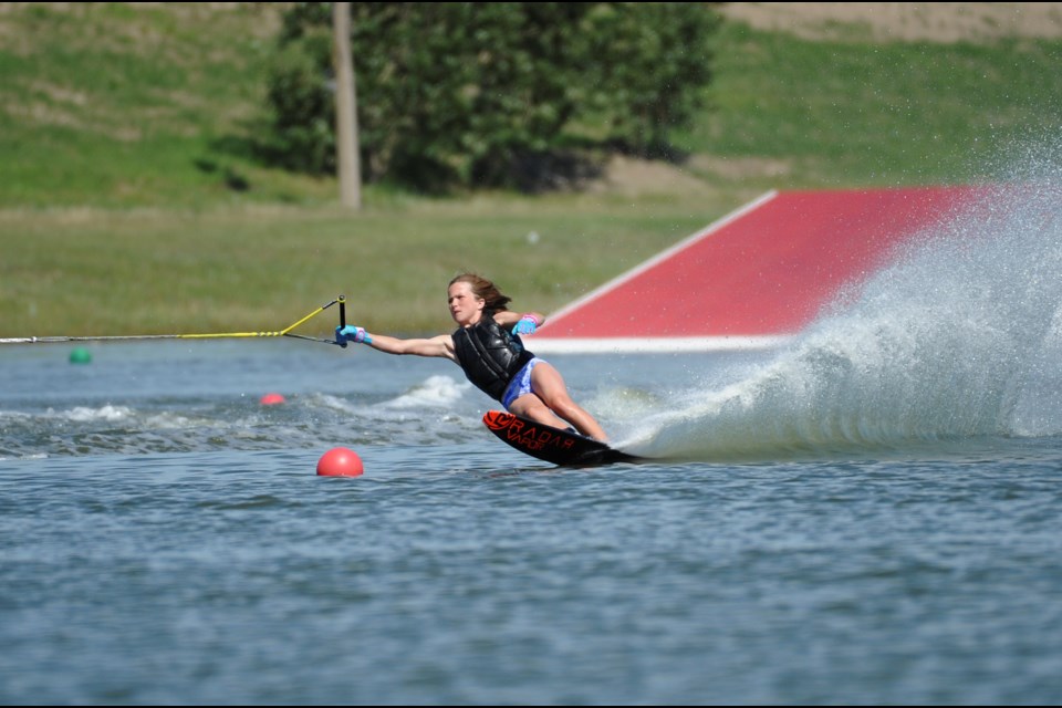 Foothills County resident Megan Pelkey took home four medals from the Water Ski National Championships at Club de Ski Nautique St-Donat, Québec.
(Photo by David Crowder)